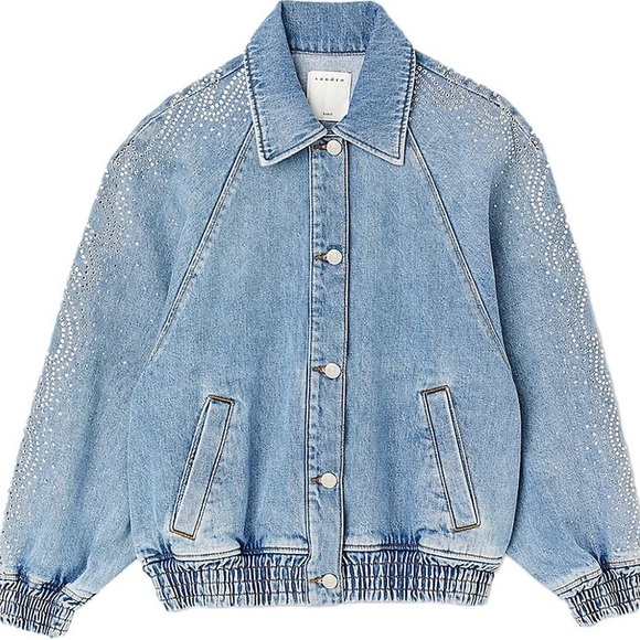 Sandro Rhinestone Denim Jacket